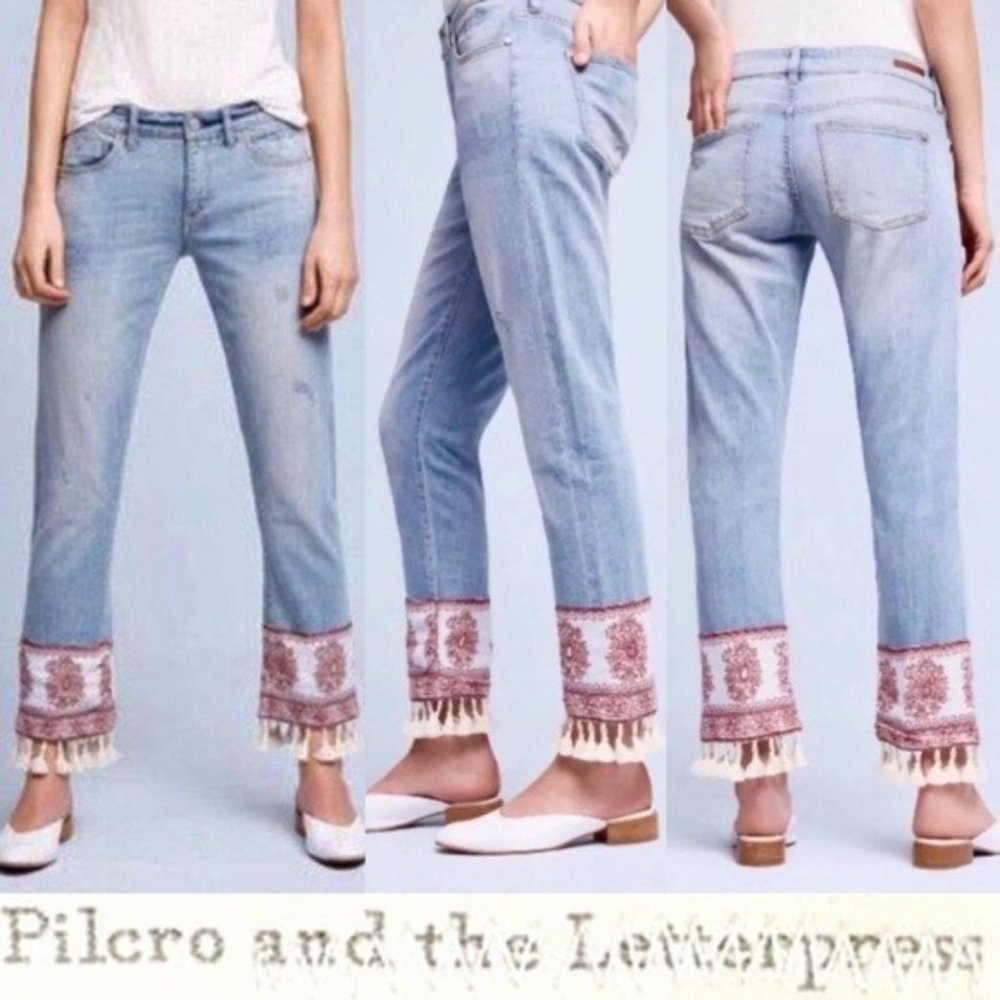 Anthropologie Pilcro and The Letterpress Tassel Hypen Crop Jeans Size 28